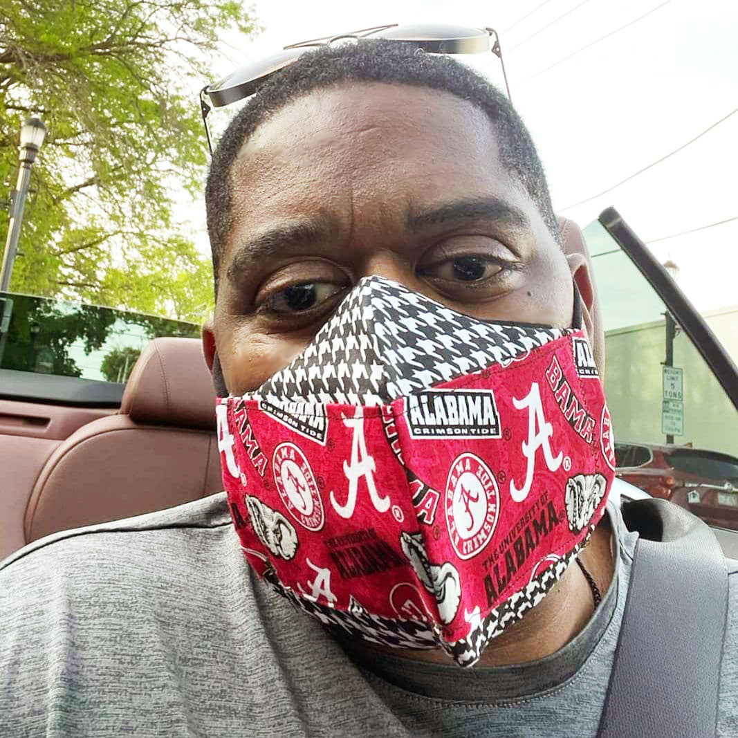 AL "Alabama Strip On Houndstooth"~(Men)~Face Masks