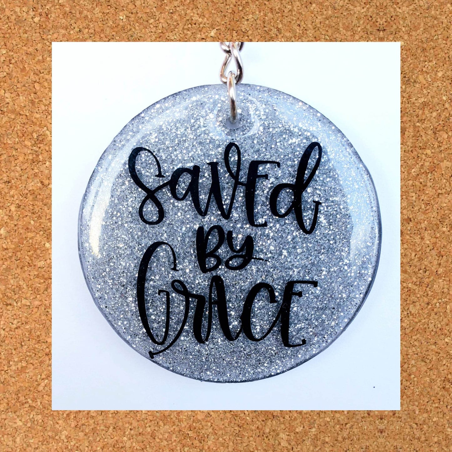 AB Key Chain" Saved By Grace"