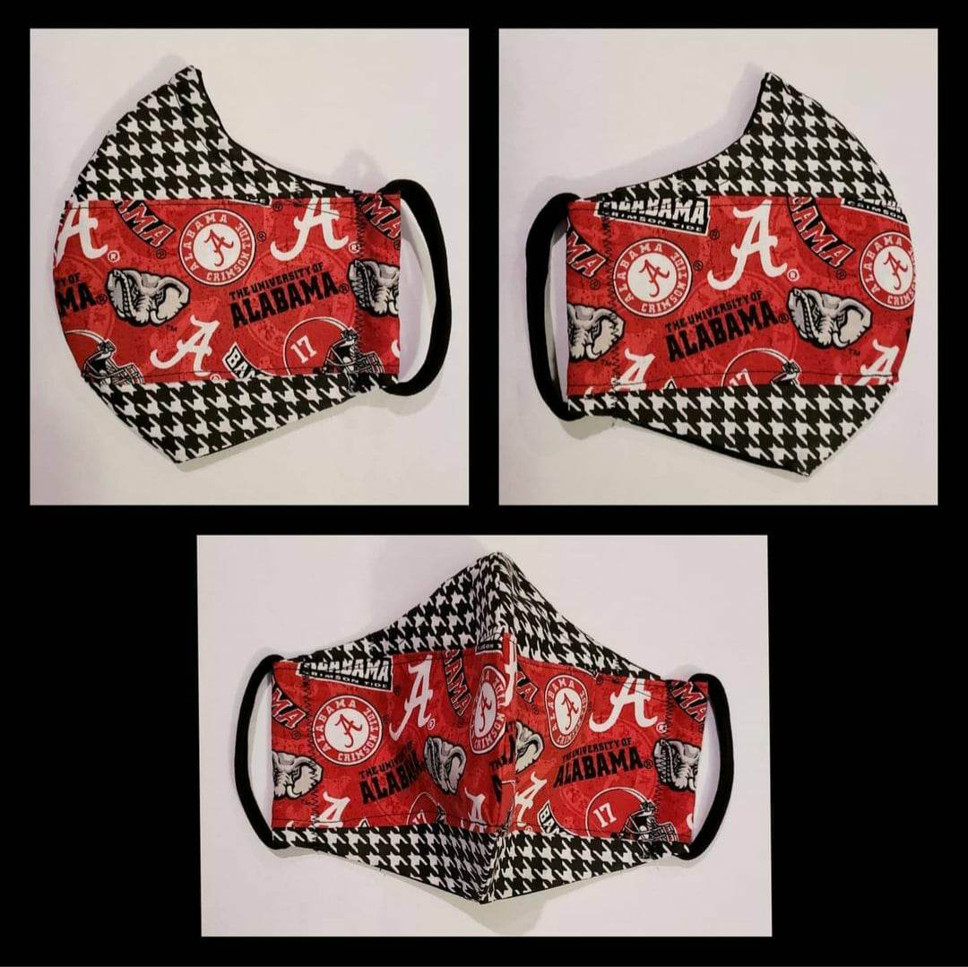AL "Alabama Strip On Houndstooth"~(Women)~Face Mask