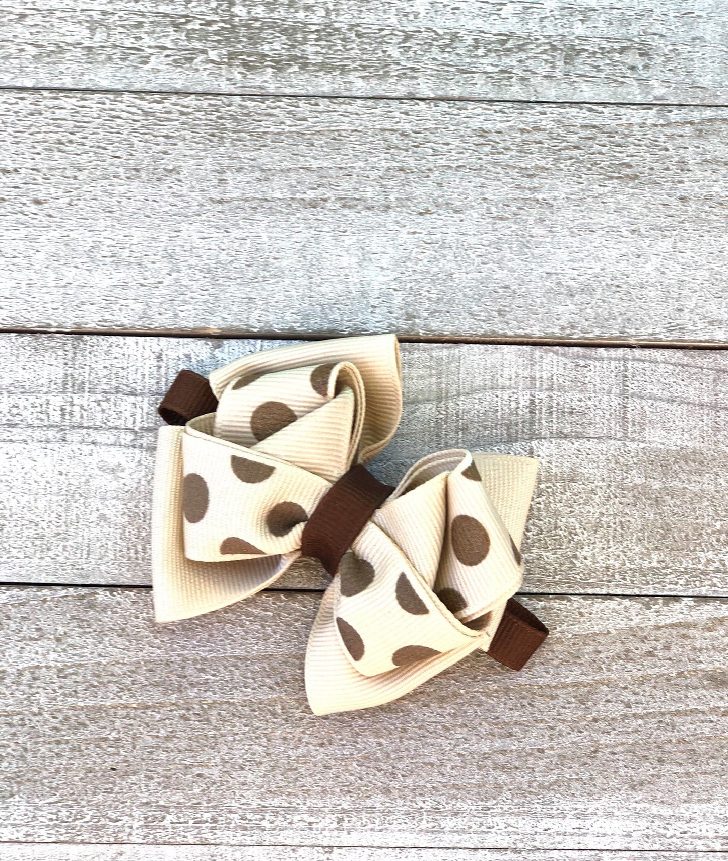Small Bow Set~ Pig Tail Bows~ Brown & Beige Bows~ Polka Dot Bows~ 3" inch Bows
