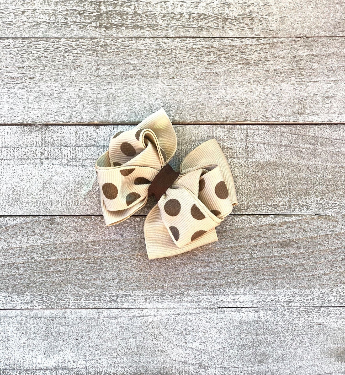 Small Bow Set~ Pig Tail Bows~ Beige & Brown Bows~ Polka Dots Bows~ 3" inch Bows