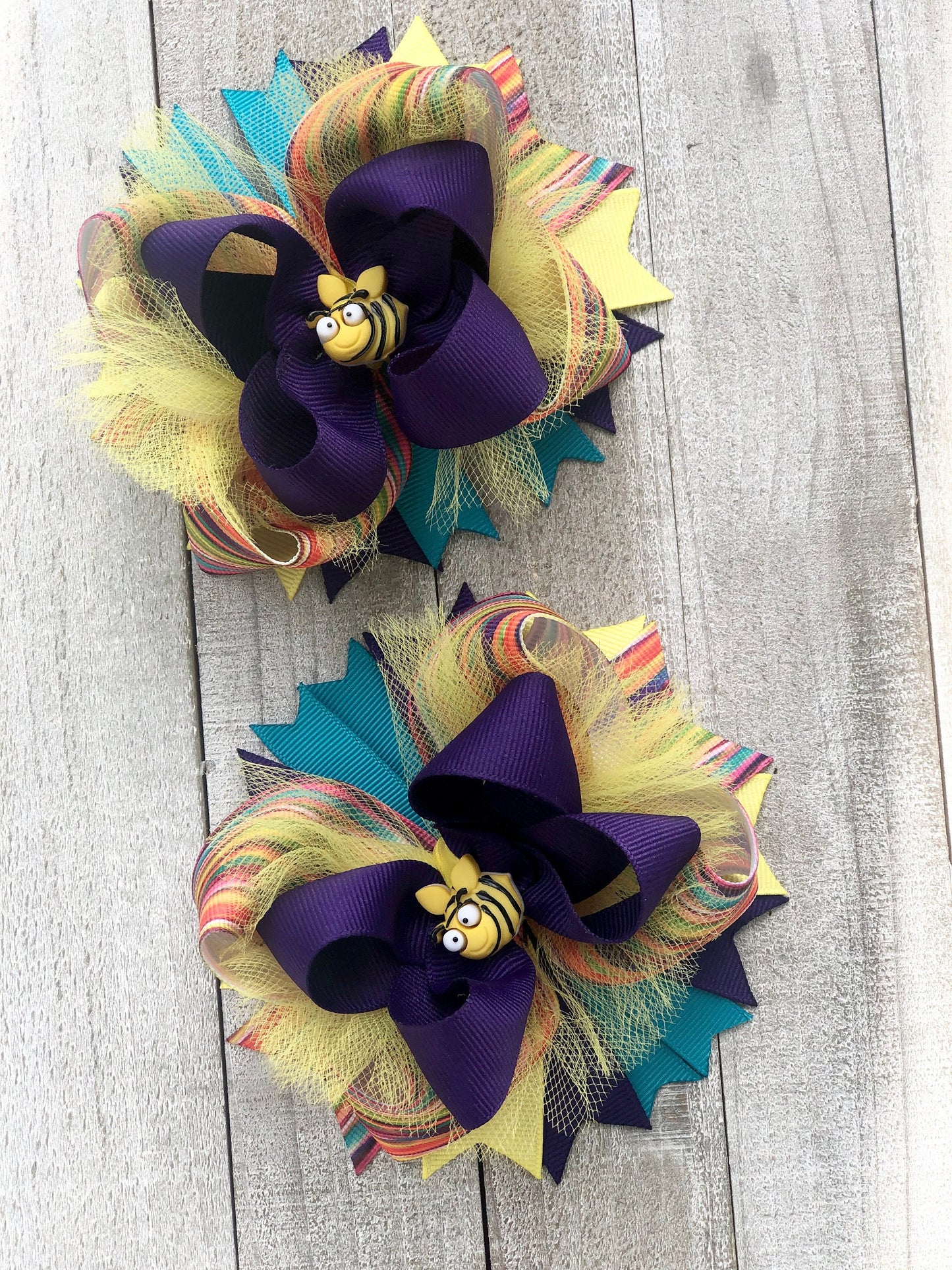 Over The Top ~ Bumble Bee Bow ~ Boutique Bow~ Double Layered Bow~ 5 " inch Medium Bow