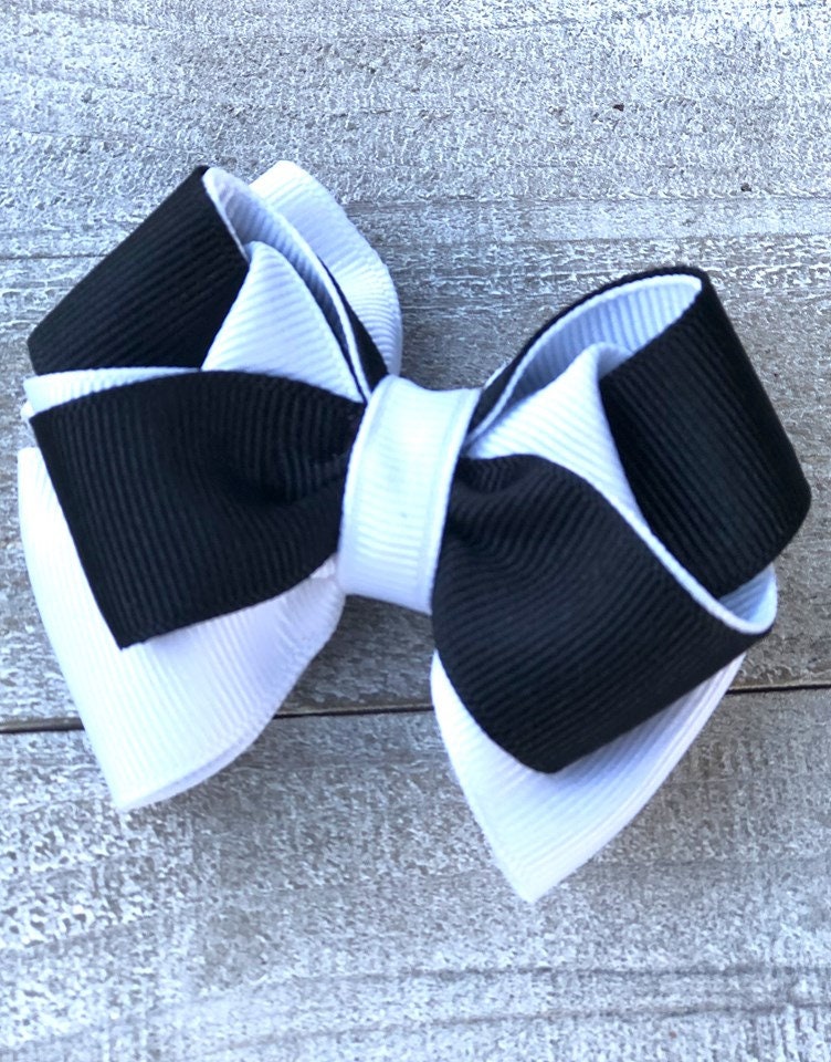 Small Bow Set~ Pig Tail Bows~ Black & White Bows~ 3" inch Small Bows