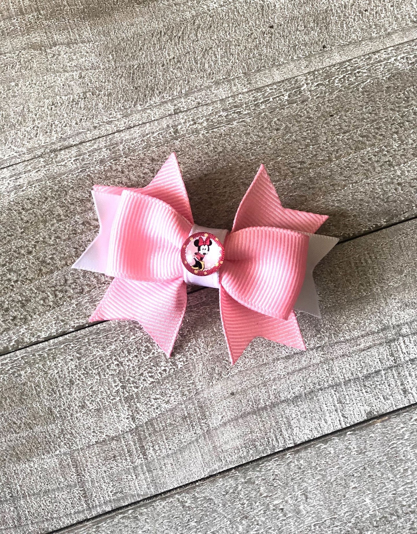 Mini Bow Set~ Pig Tail Bows~ Pink & White Bows~ 2.7" inch Bow~ Extra Small Bow