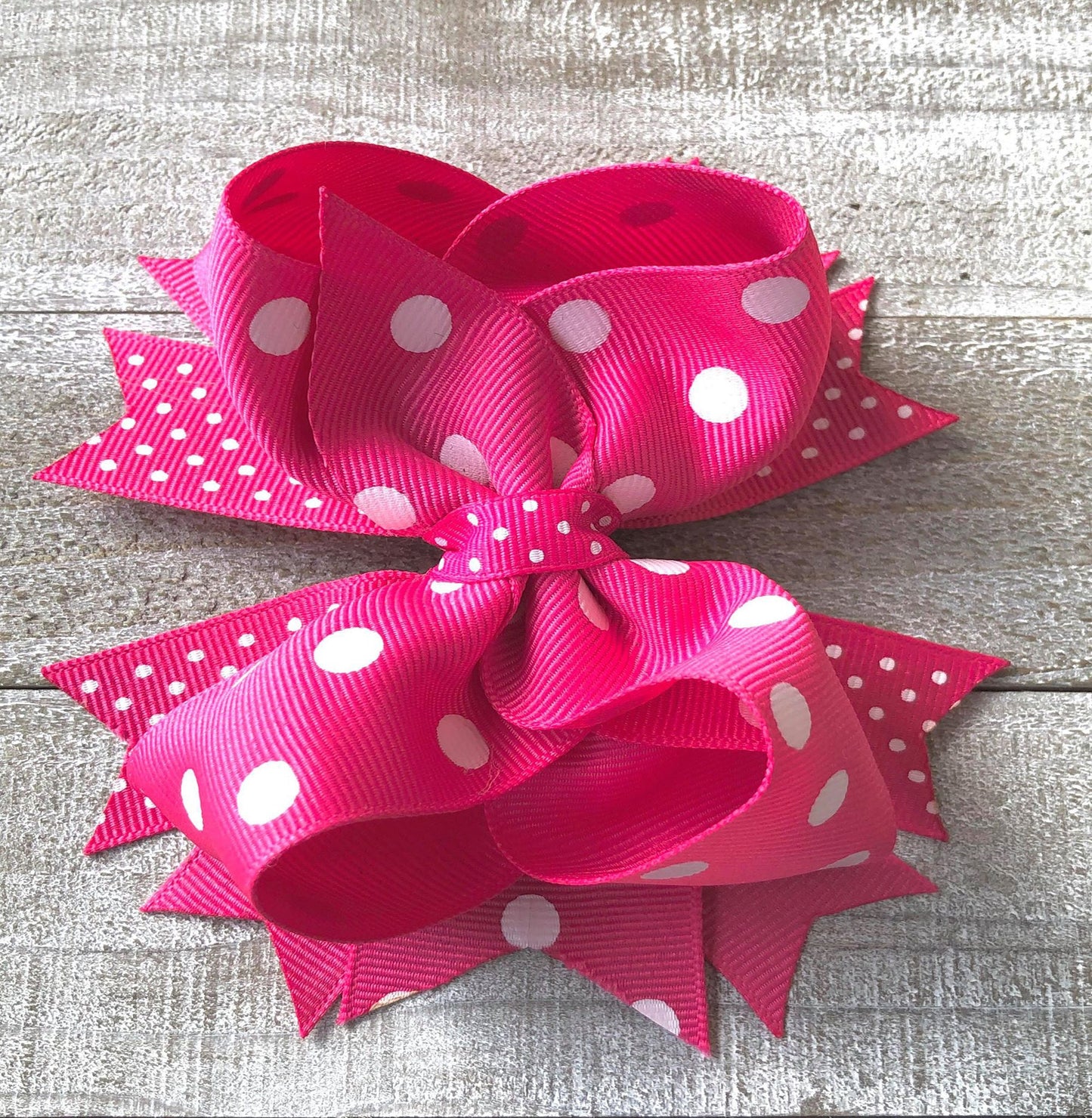 Butterfly Bow~ Hot Pink and White Bow~ Polka Dots Bow~ 4.5" inch Medium Bow