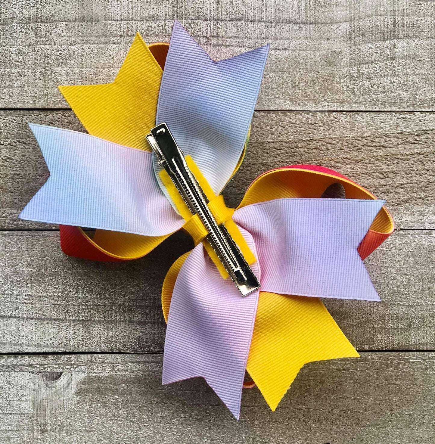 Jumbo Size Bow~Rainbow Print~ Boutique Style Bow~ 6" inch X-Large Bow