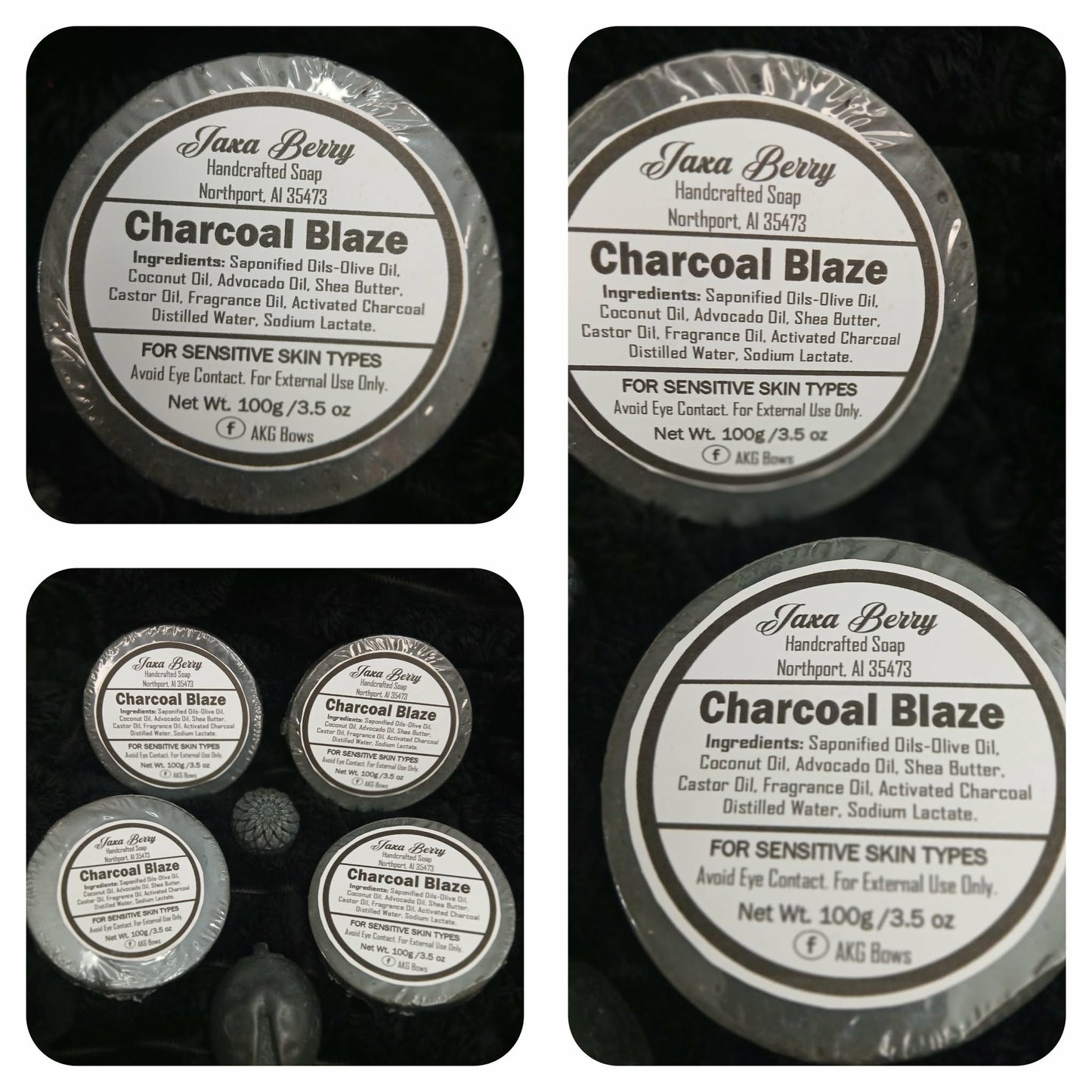 A " Charcoal Blaze"~(Unisex)~ Activated Charcoal Body Bar