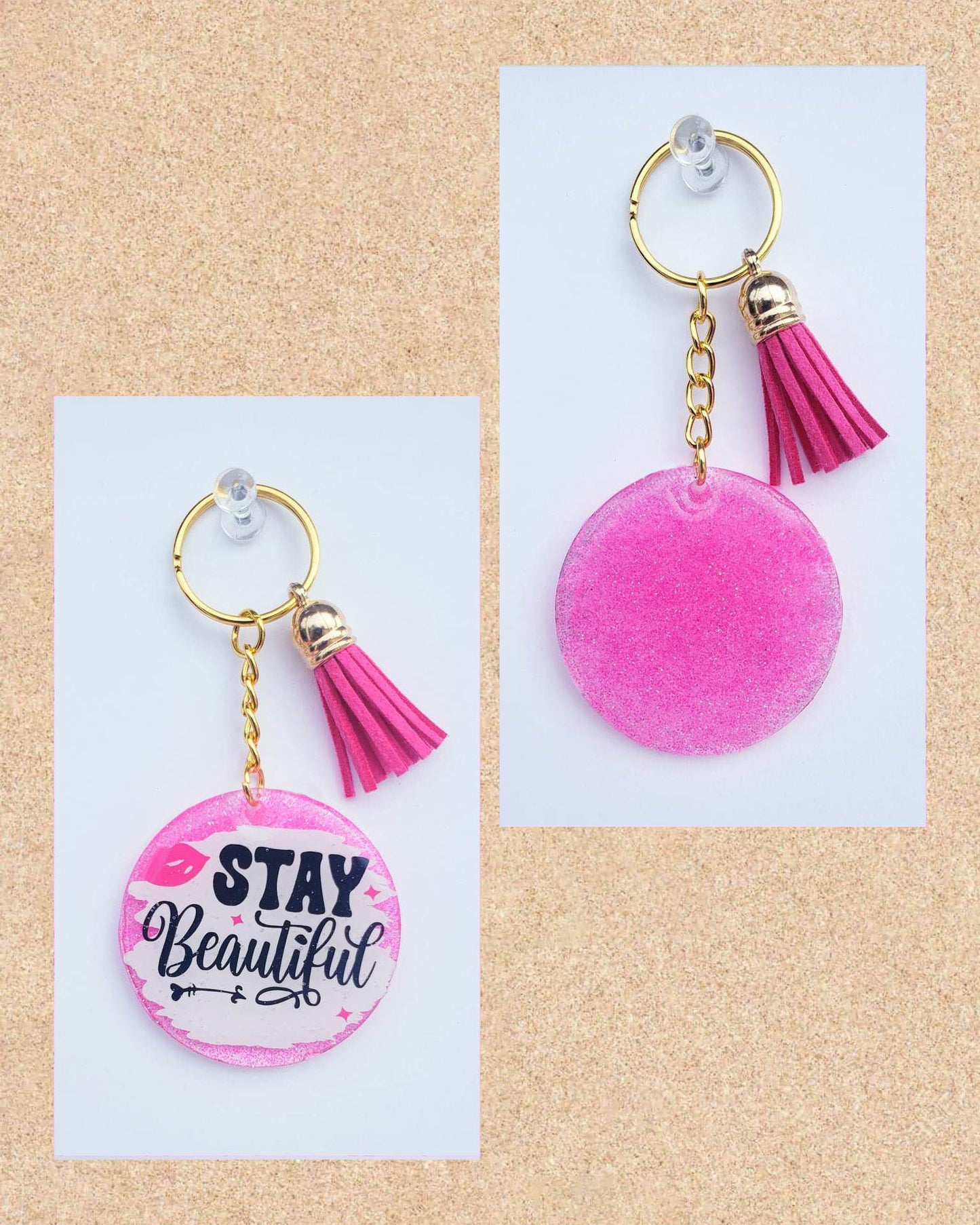 AB Key Chain "Stay Beautiful"