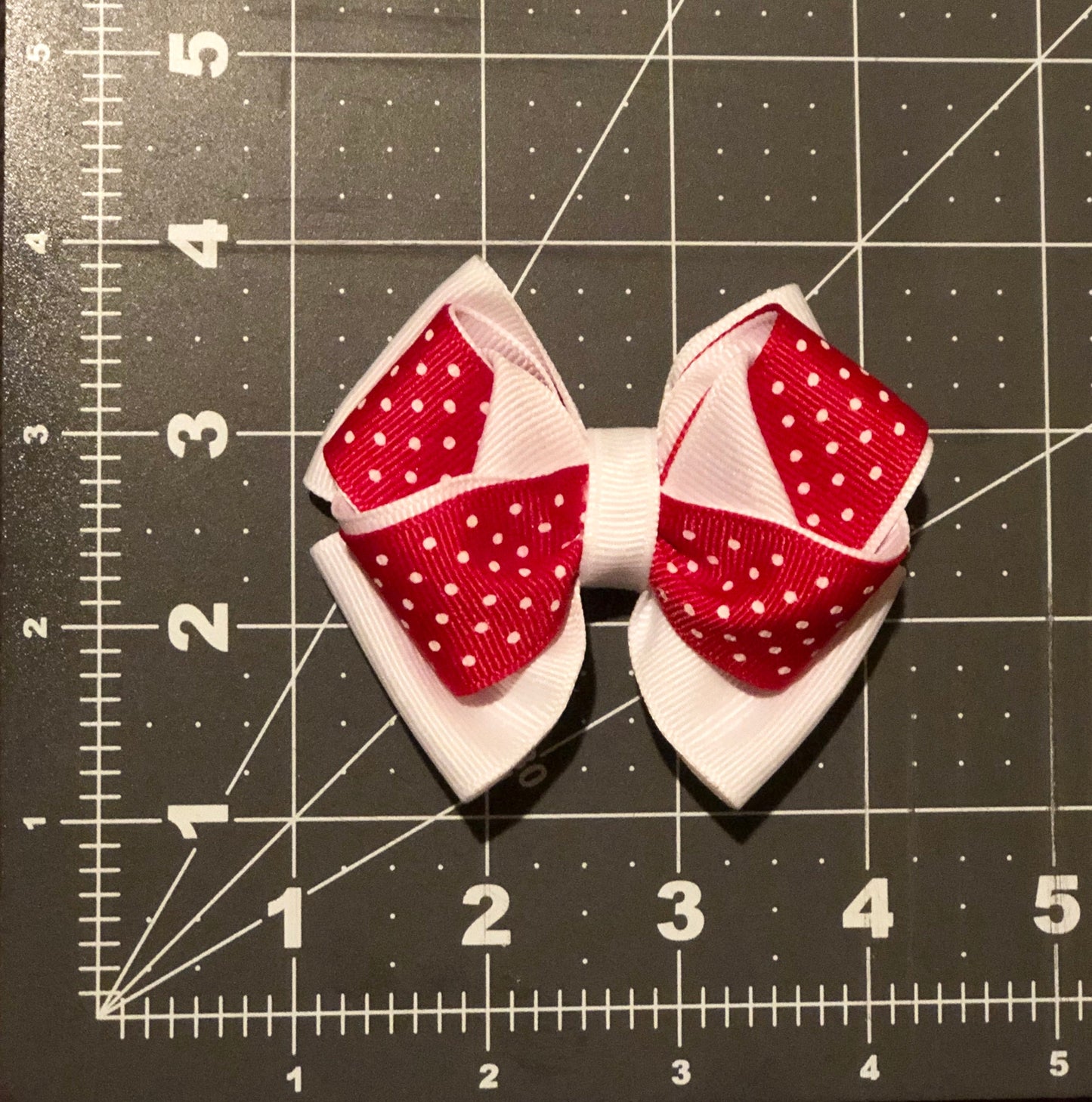 Small Bow Set~ Pig Tail Bows~ Red & White Bows~Polka Dots Bows ~ 3" inch Bows