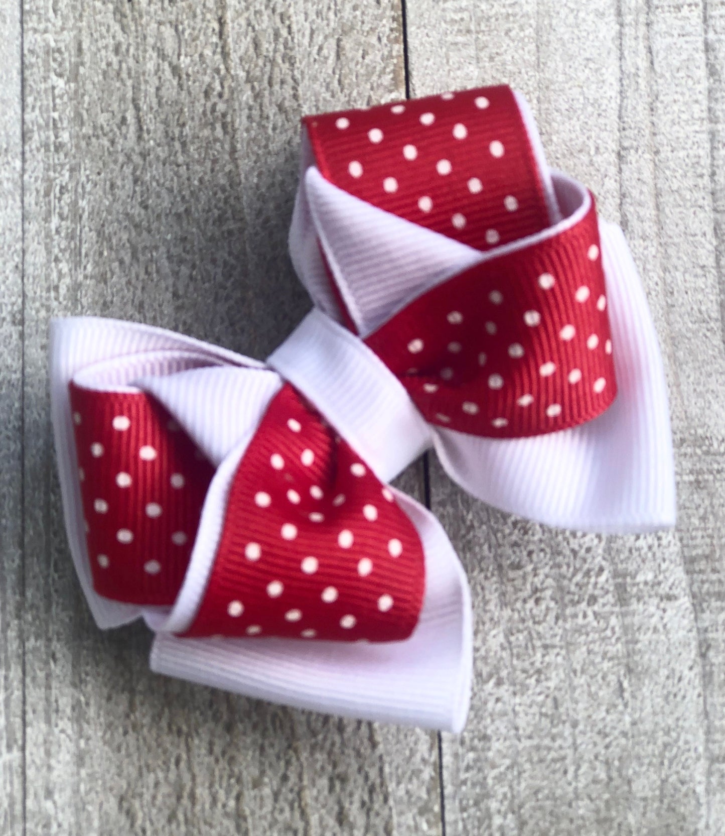 Small Bow Set~ Pig Tail Bows~ Red & White Bows~Polka Dots Bows ~ 3" inch Bows
