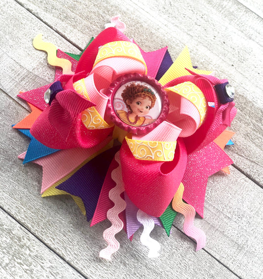 Over The Top Bow ~ Fancy Nancy Bow ~ Character Bow~ Multi Colored Bow~ Boutique Bow~ Double Layered Bow ~ 5" inch Medium Bow